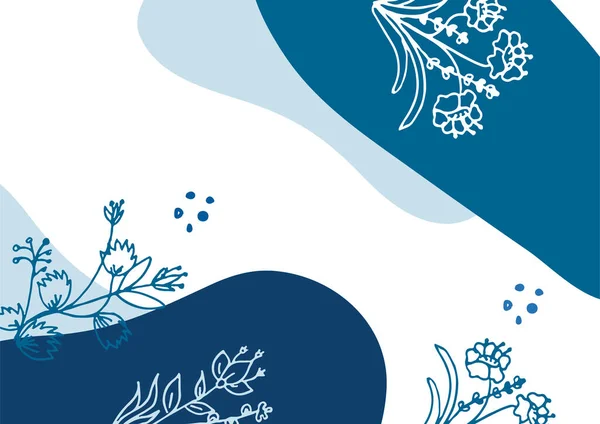 Hand drawn minimal floral abstract background with flower, leaves, geometric form, liquid, blob, and pattern. Stylish poster design for wall decoration