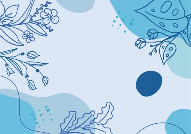 Hand drawn minimal floral abstract background with flower, leaves, geometric form, liquid, blob, and pattern. Stylish poster design for wall decoration