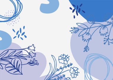 Hand drawn minimal floral abstract background with flower, leaves, geometric form, liquid, blob, and pattern. Stylish poster design for wall decoration