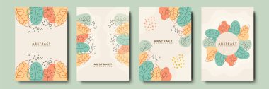 Vector design templates in simple modern style with copy space for text, flowers and leaves - wedding invitation backgrounds and frames, social media stories wallpapers, luxury stationery