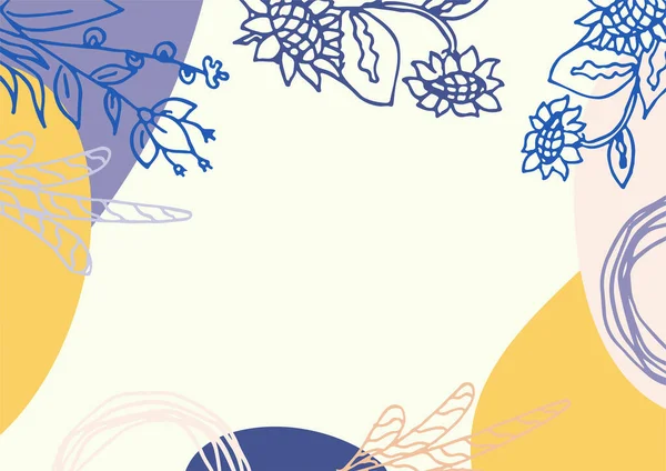 Hand Drawn Minimal Floral Abstract Background Flower Leaves Geometric Form — Vetor de Stock