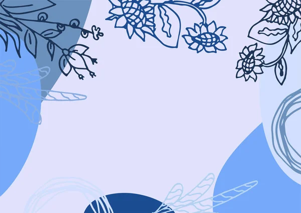 Ручной Рисунок Минимального Цветочного Абстрактного Фона Цветком Листьями Геометрической Формой — стоковый вектор
