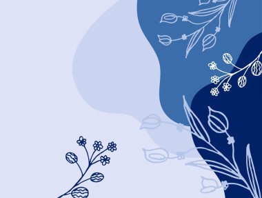 Hand drawn minimal floral abstract background with flower, leaves, geometric form, liquid, blob, and pattern. Stylish poster design for wall decoration