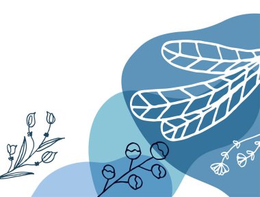 Hand drawn minimal floral abstract background with flower, leaves, geometric form, liquid, blob, and pattern. Stylish poster design for wall decoration