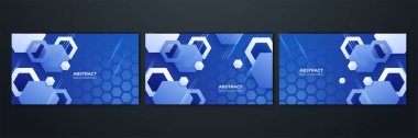 Dark blue abstract background geometry shine and layer element vector for presentation design. Suit for business, corporate, institution, party, festive, seminar, and talks.