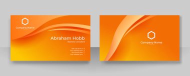 abstract orange theme geometric business card design. Stylish business card template with orange abstract geometric and wave shapes