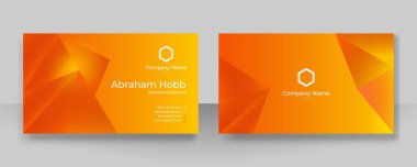 abstract orange theme geometric business card design. Stylish business card template with orange abstract geometric and wave shapes