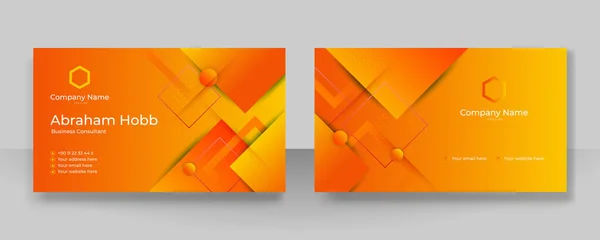Abstract Orange Theme Geometric Business Card Design Stylish Business Card — ストックベクタ