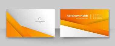 Modern creative and clean orange business card design template. Luxury elegant business card design background with trendy simple abstract geometric stylish wave lines. Vector illustration