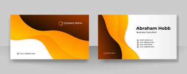 Modern creative and clean orange business card design template. Luxury elegant business card design background with trendy simple abstract geometric stylish wave lines. Vector illustration