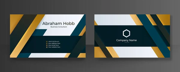 Business Card Design Elegant Blue Pattern Modern Concept Golden Decoration — ストックベクタ