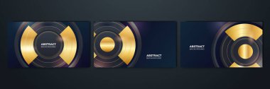 Set of abstract black and gold shapes background