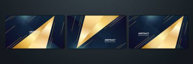 Set of abstract black and gold shapes background