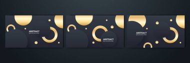 Set of abstract black and gold shapes background