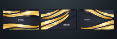 Set of abstract black and gold shapes background