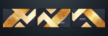 Set of abstract black and gold shapes background