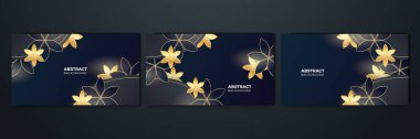 Set of abstract black and gold shapes background