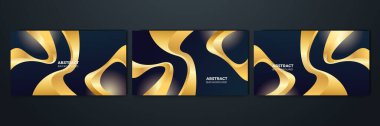 Set of abstract black and gold shapes background
