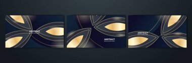 Set of abstract black and gold shapes background