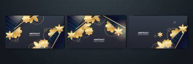 Set of abstract black and gold shapes background