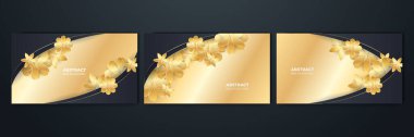 Set of abstract black and gold shapes background