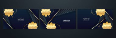 Set of abstract black and gold shapes background