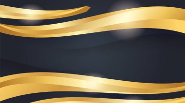 Abstract black and gold waved shapes background