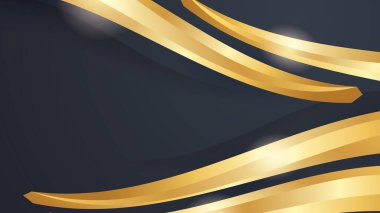 Abstract black and gold waved shapes background