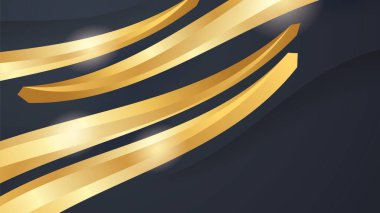 Abstract black and gold waved shapes background