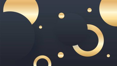 Soyut altın ışık çemberi çizgileri siyah arkaplan üzerindeki etkisi