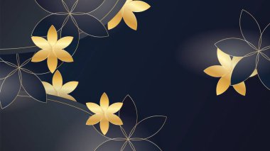 Luxury premium black and gold abstract design background with flowers