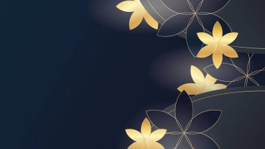 Luxury premium black and gold abstract design background with flowers
