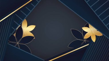 Luxury premium black and gold abstract design background with flowers