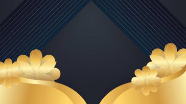 Luxury premium black and gold abstract design background with flowers