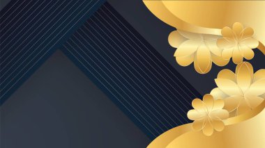 Luxury premium black and gold abstract design background with flowers