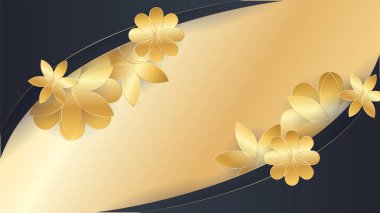 Luxury premium black and gold abstract design background with flowers