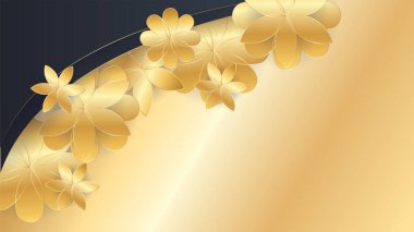 Luxury premium black and gold abstract design background with flowers