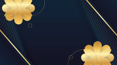 Luxury premium black and gold abstract design background with flowers