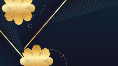 Luxury premium black and gold abstract design background with flowers