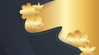 Luxury premium black and gold abstract design background with flowers
