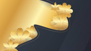 Luxury premium black and gold abstract design background with flowers