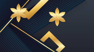 Luxury premium black and gold abstract design background with flowers