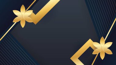 Luxury premium black and gold abstract design background with flowers