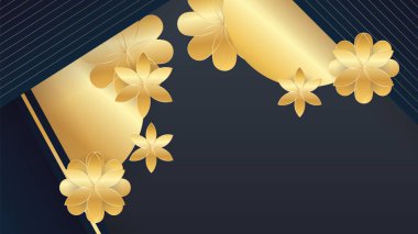 Luxury premium black and gold abstract design background with flowers