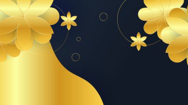 Luxury premium black and gold abstract design background with flowers