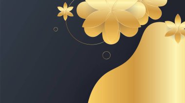 Luxury premium black and gold abstract design background with flowers