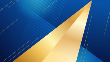 Abstract luxury blue and gold background with triangles