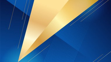 Abstract luxury blue and gold background with triangles