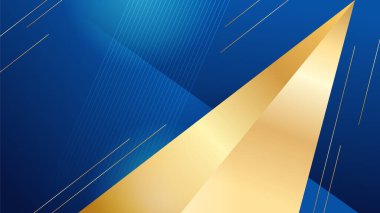 Abstract luxury blue and gold background with triangles