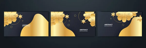 Set Abstract Black Gold Shapes Background —  Vetores de Stock